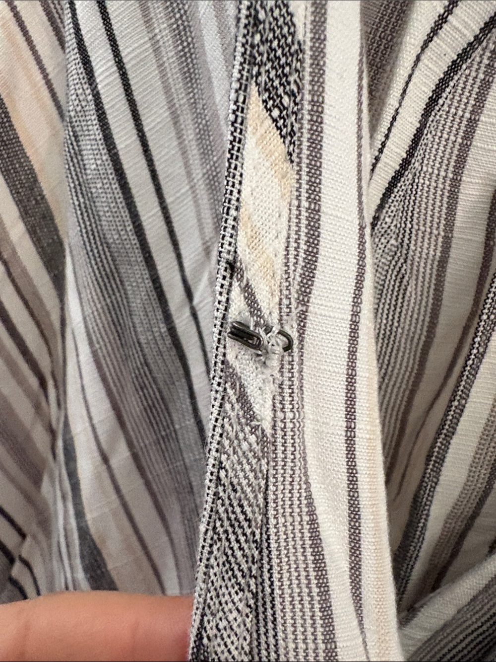 Striped Sleeveless V-Neck Jumpsuit - Gray & White - Picture 7 of 11